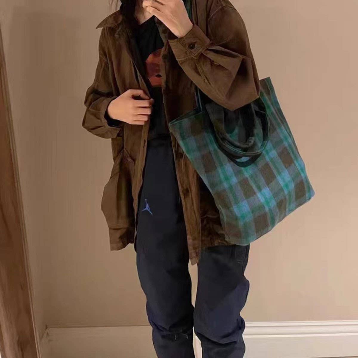 FASHIONABLE ALL-MATCH WOOL PLAID SHOULDER HANDBAG_CWAB4099