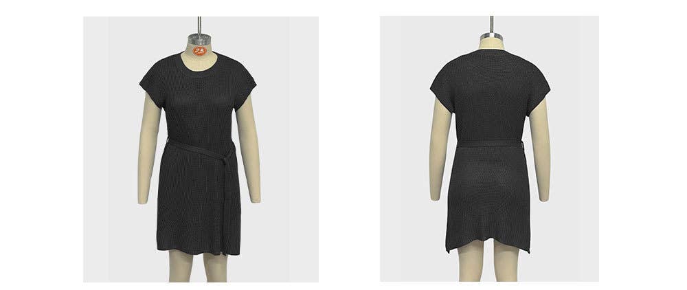 FASHION PLUS-SIZE SPLIT MIDSIZE WOMEN'S DRESS