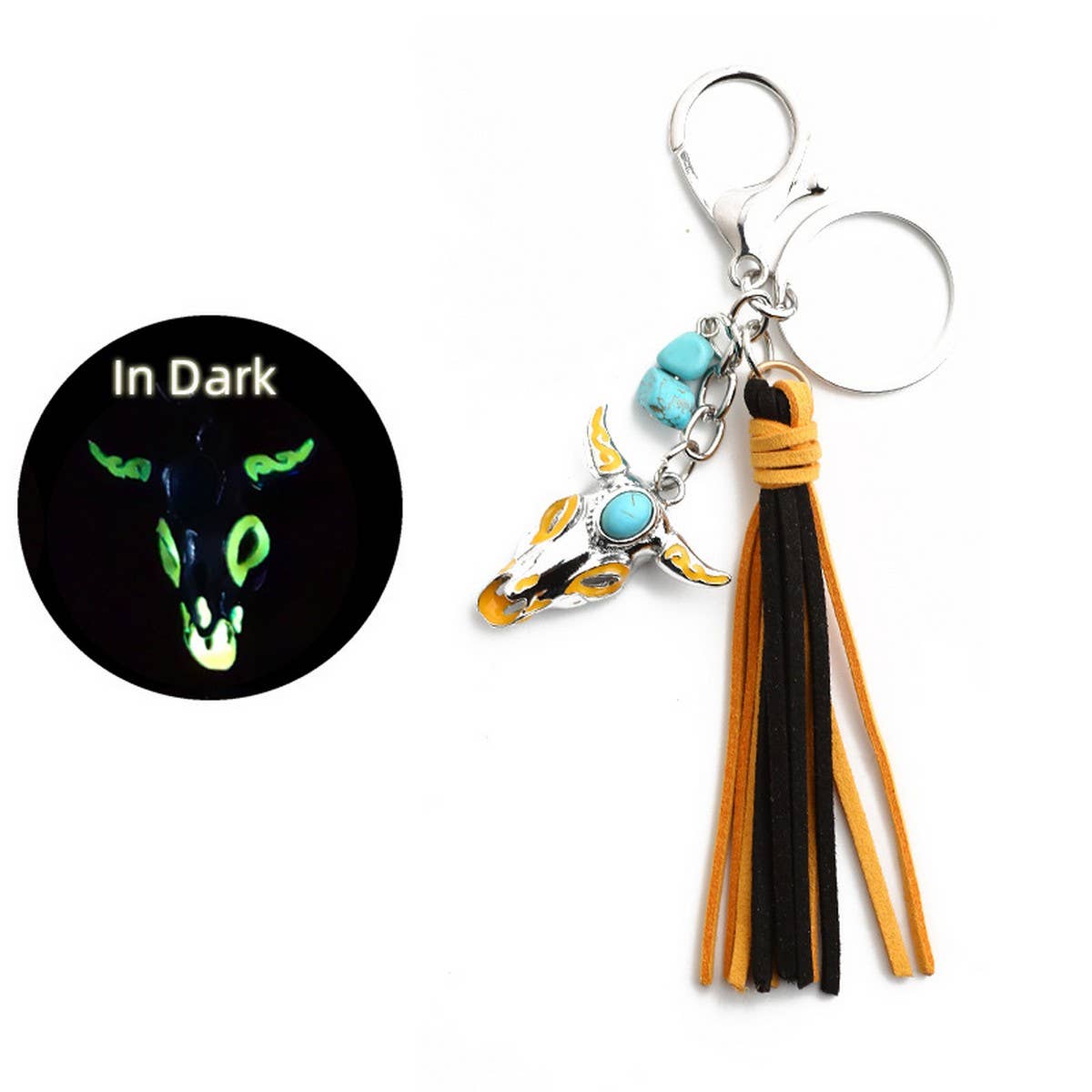 Vintage Western Glow-in-the-Dark Bull Keychain