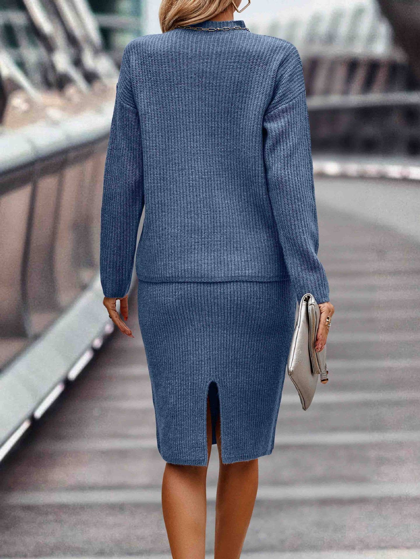 LONG SLEEVE FASHION HALF TURTLENECK SWEATER SET