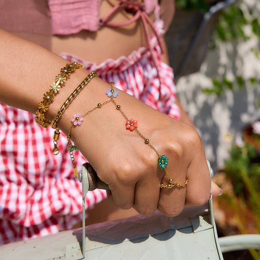 18K Gold Beach Bracelet & Ring, No Fade Steel_CWAJE4665