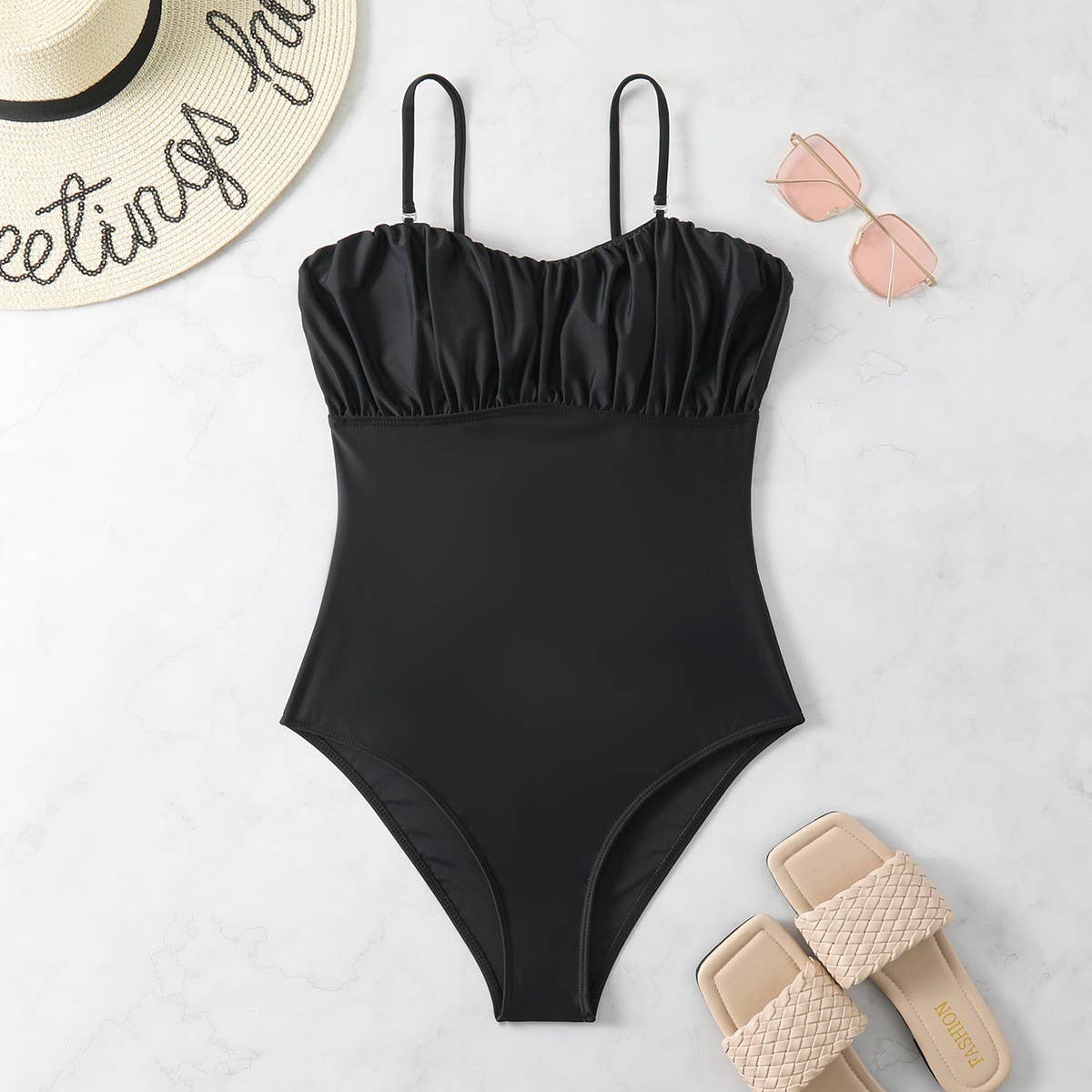 WOMEN'S ONE PIECE SUSPENDER BIKINI SWIMSUIT