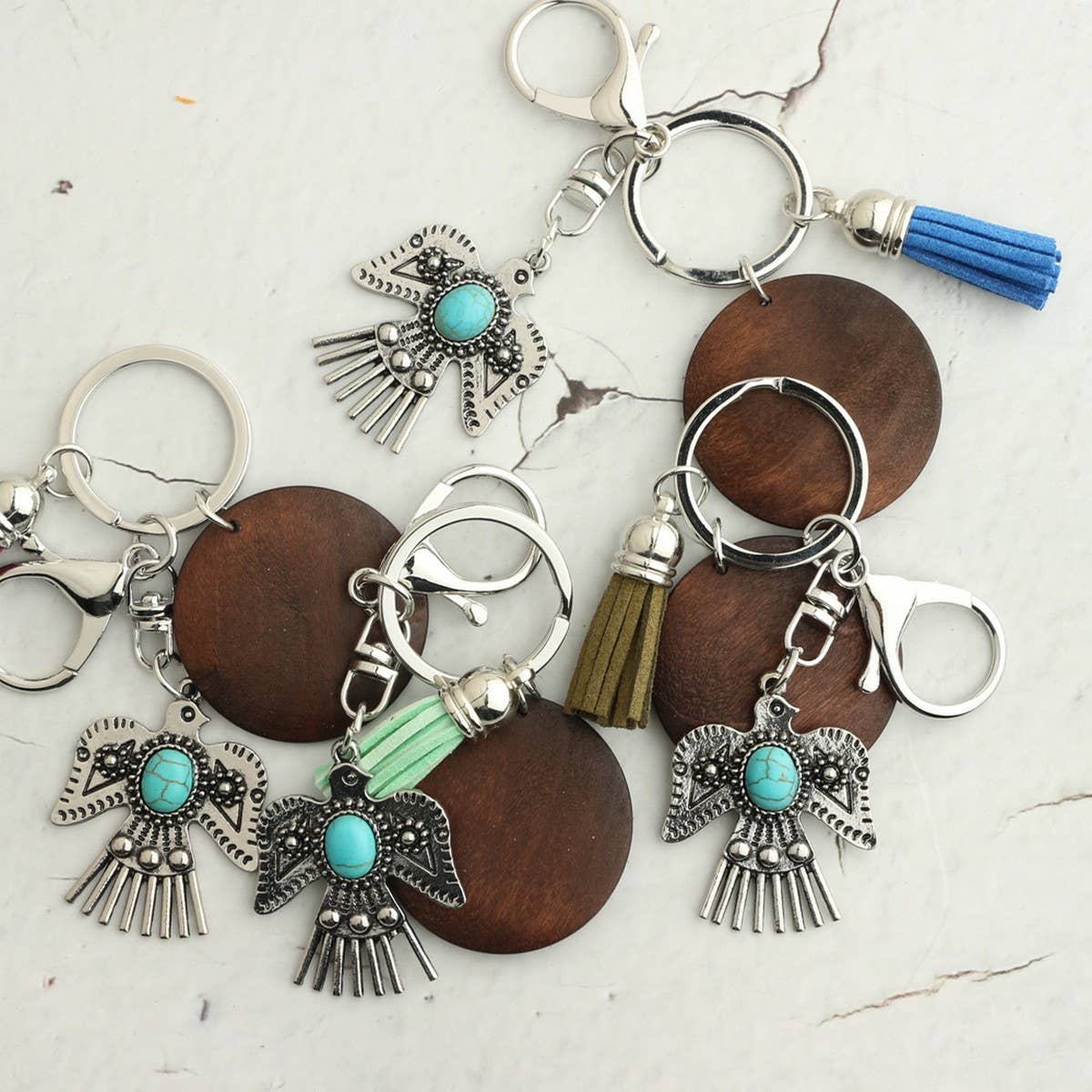 Boho Western Eagle Keychain with Alloy Pendant_CWAB5086