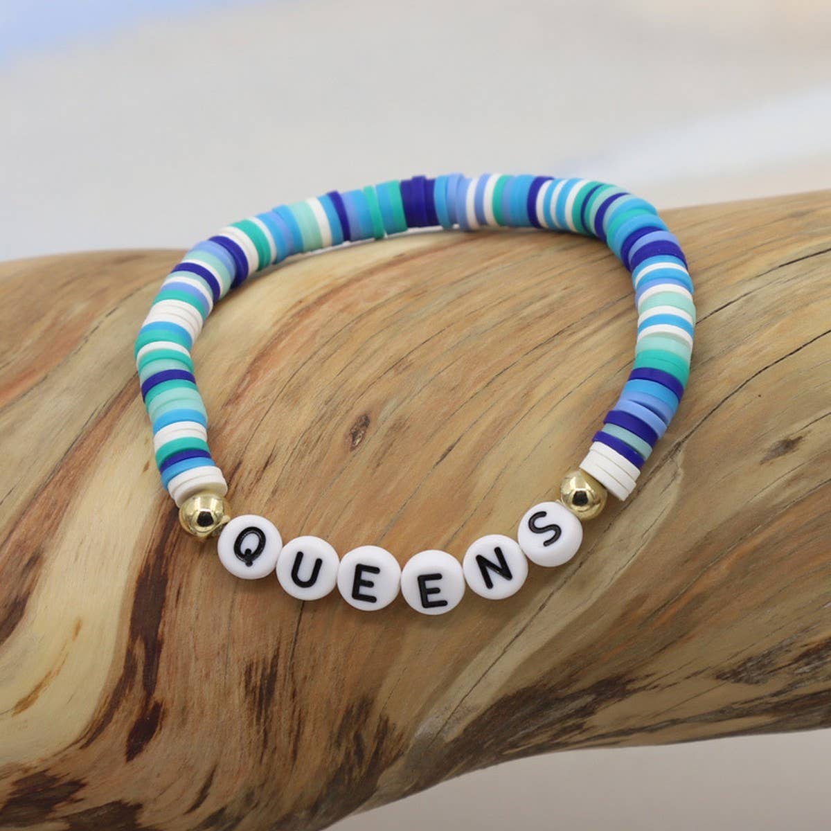 COLORFUL POLYMER CLAY LETTER BEADED BRACELET