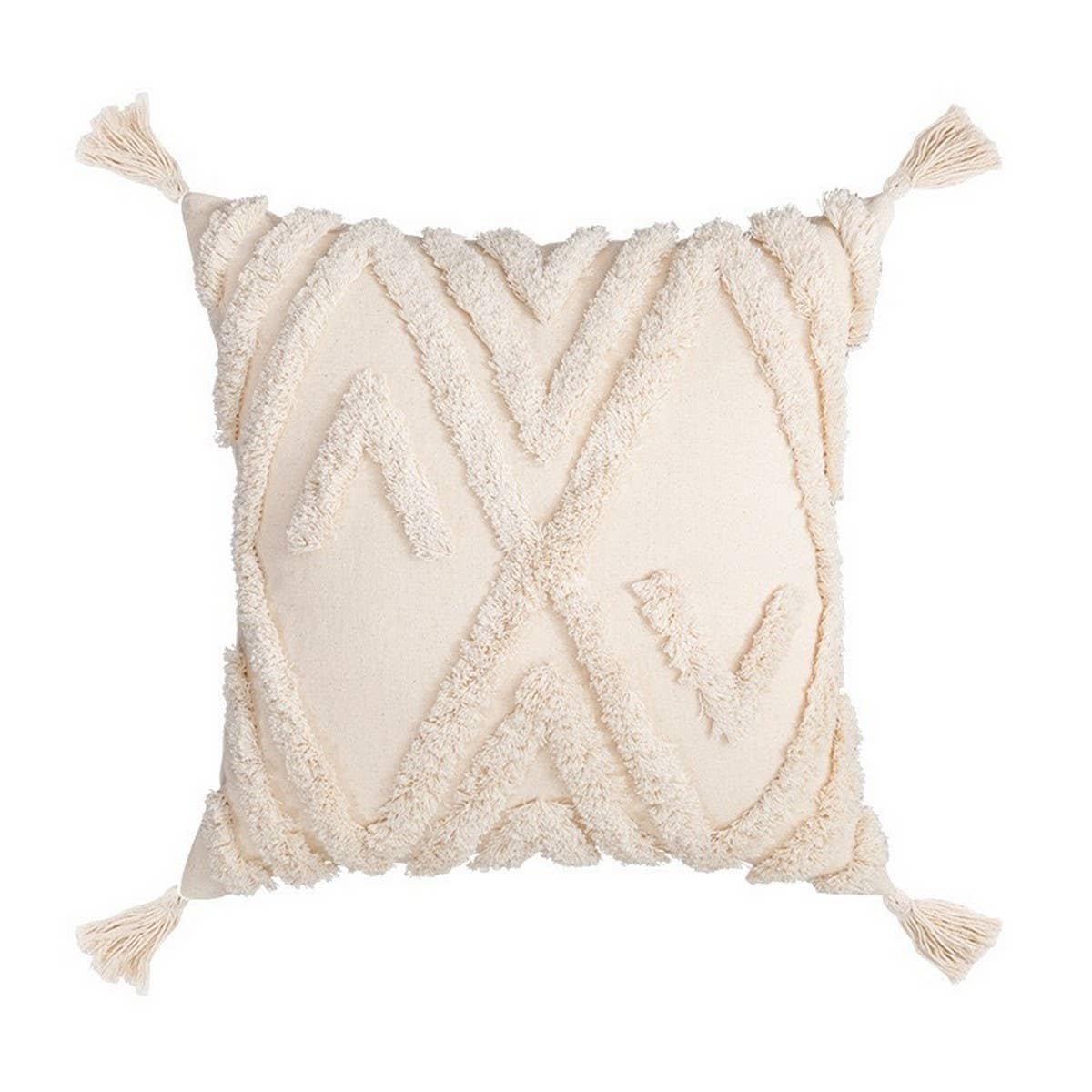 Boho Chic Tufted Tassel Throw Pillow Cover for Sofa_CWMM7702