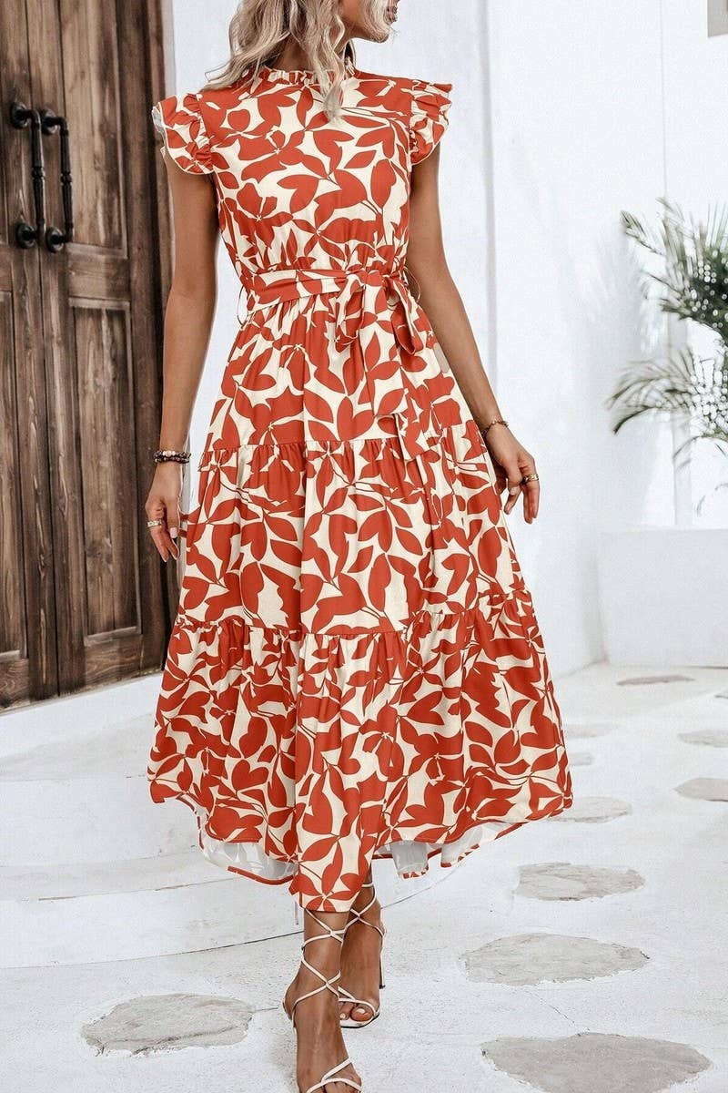 CWDMD4953_SUMMER RUFFLED FASHIONABLE PRINT FAIRY DRESS