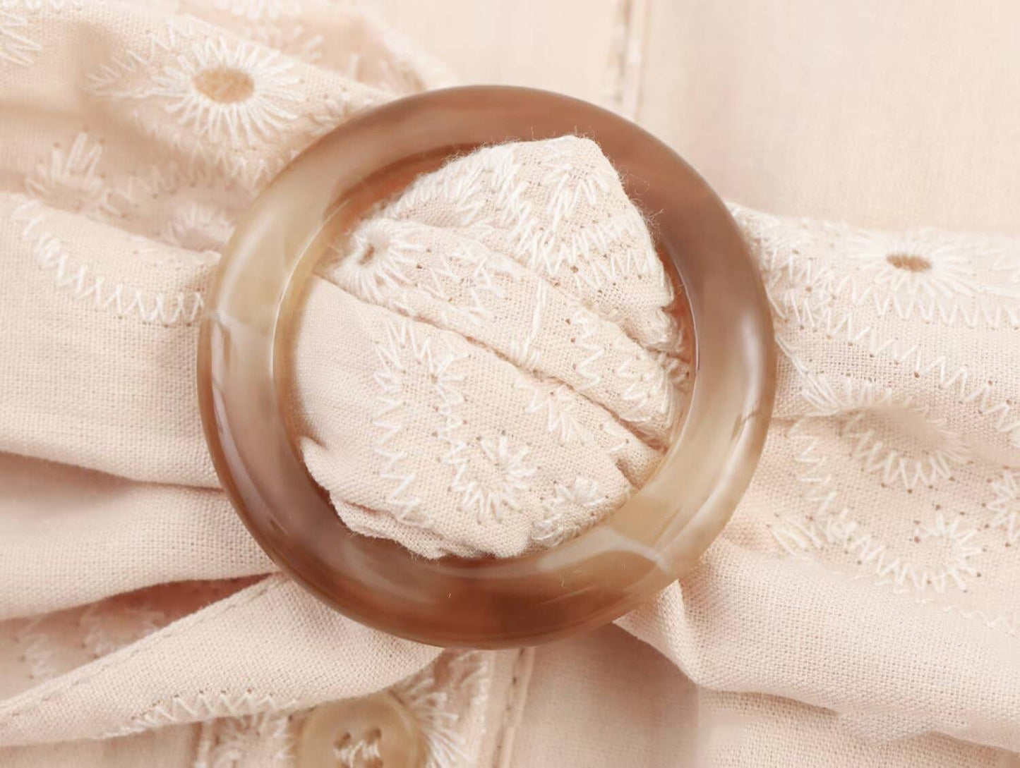 Lapel with hollow-out belt embroidery dress