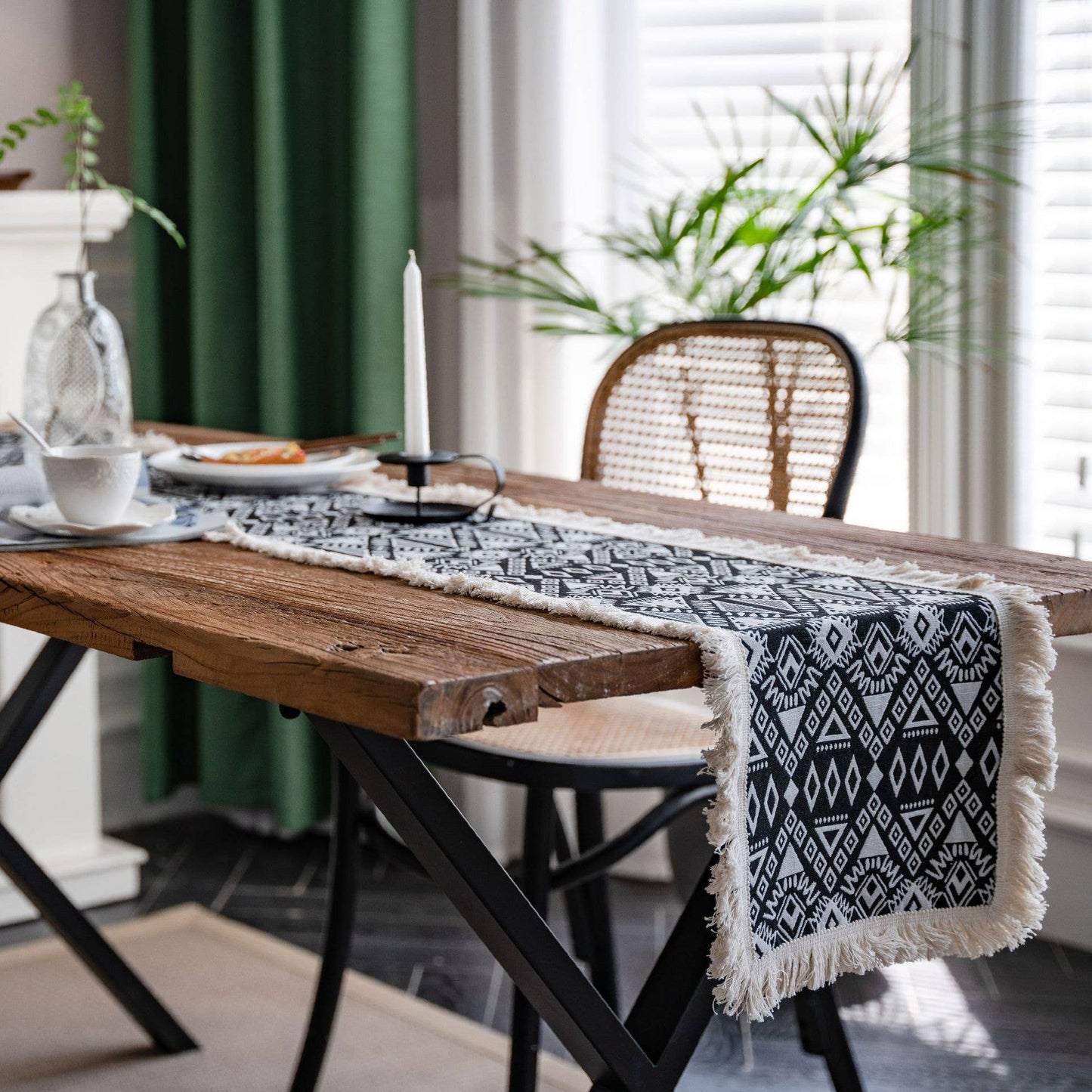 TASSEL DETAILED MULTI PATTERN TABLE RUNNER