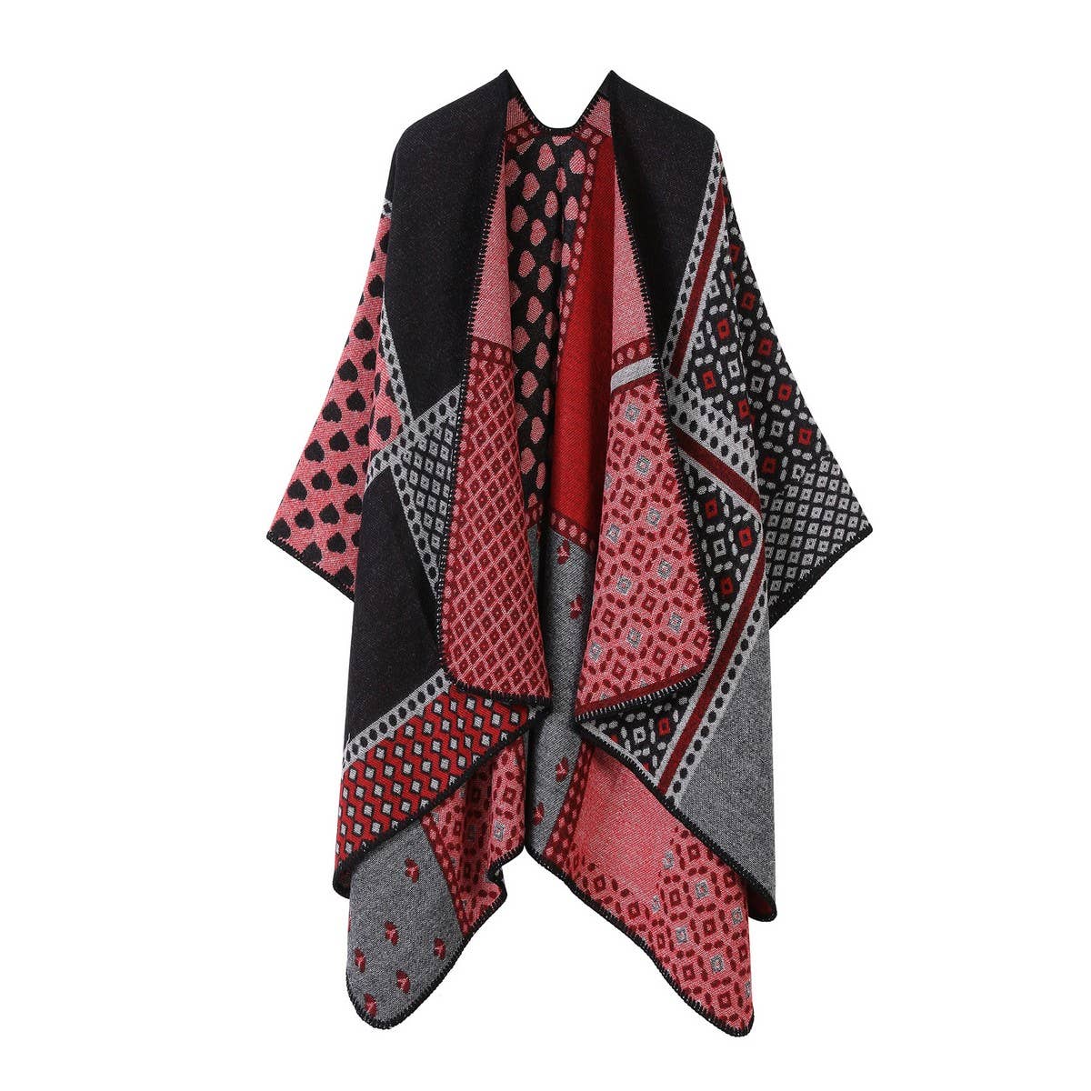 SHAWL SCARF FAUX CASHMERE SLIT CAPE