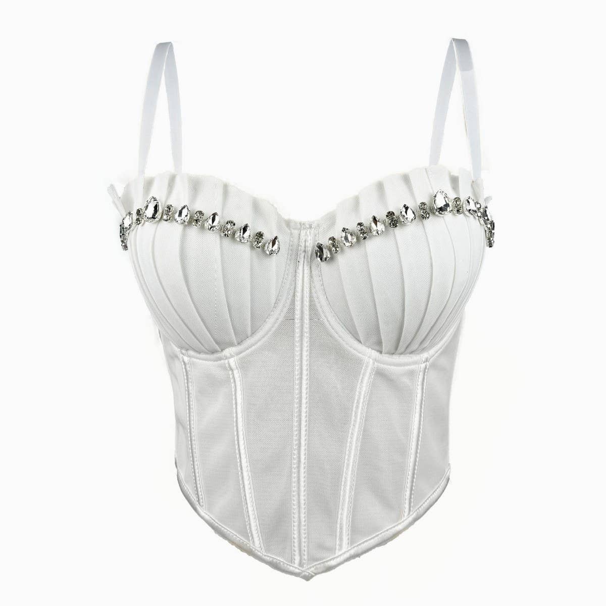 LUXURY DESIGN HERRINGBONE BRA WITH RHINESTONES