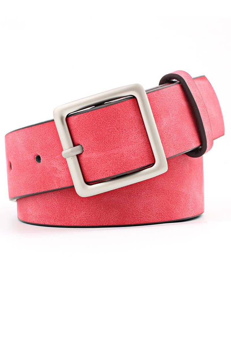 BASIC LEATHERETTE TRENDY SQUARE BUCKLE BELT_CWABE006