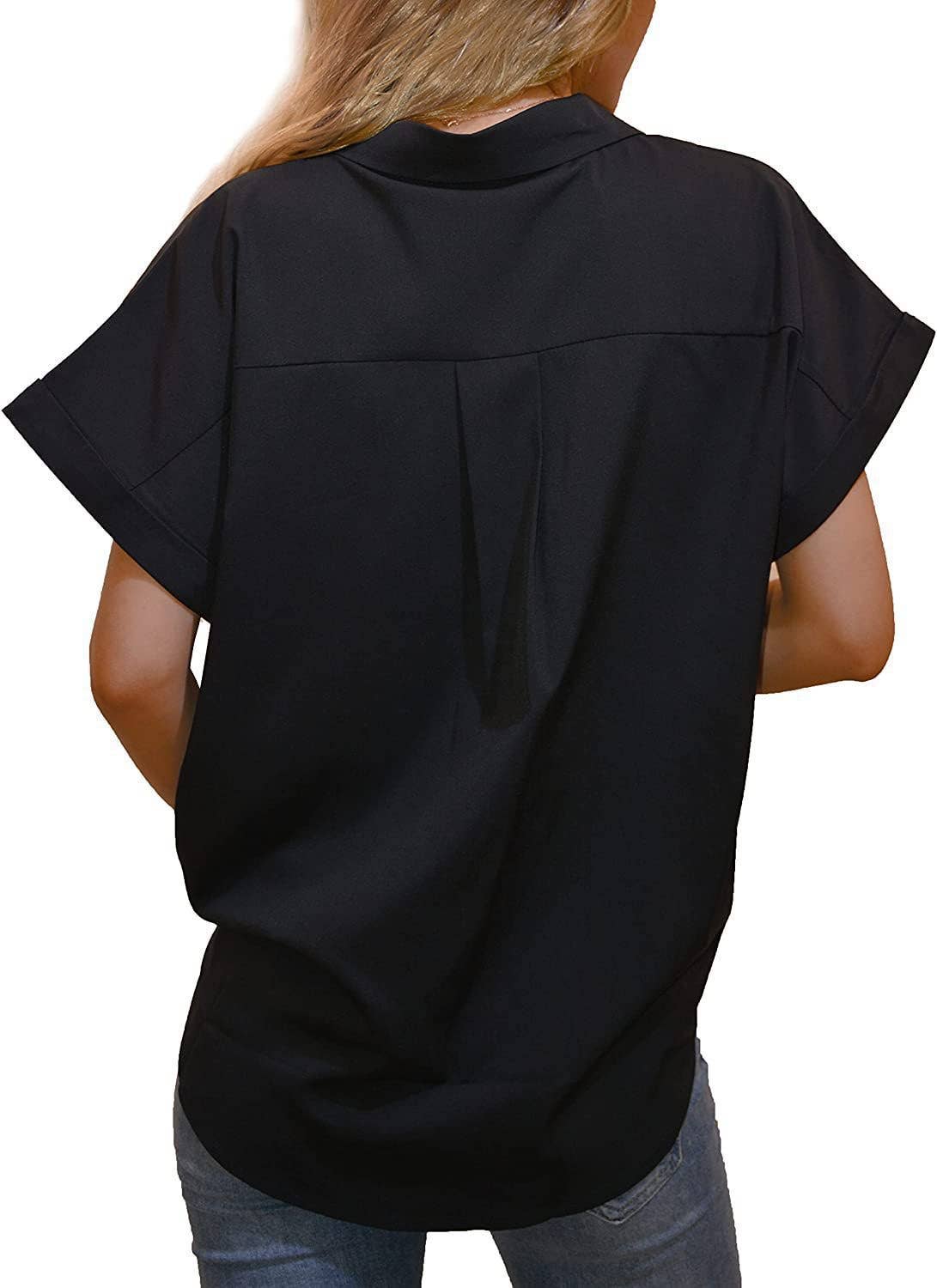 V-NECK BUTTON-DOWN SHIRT TOP