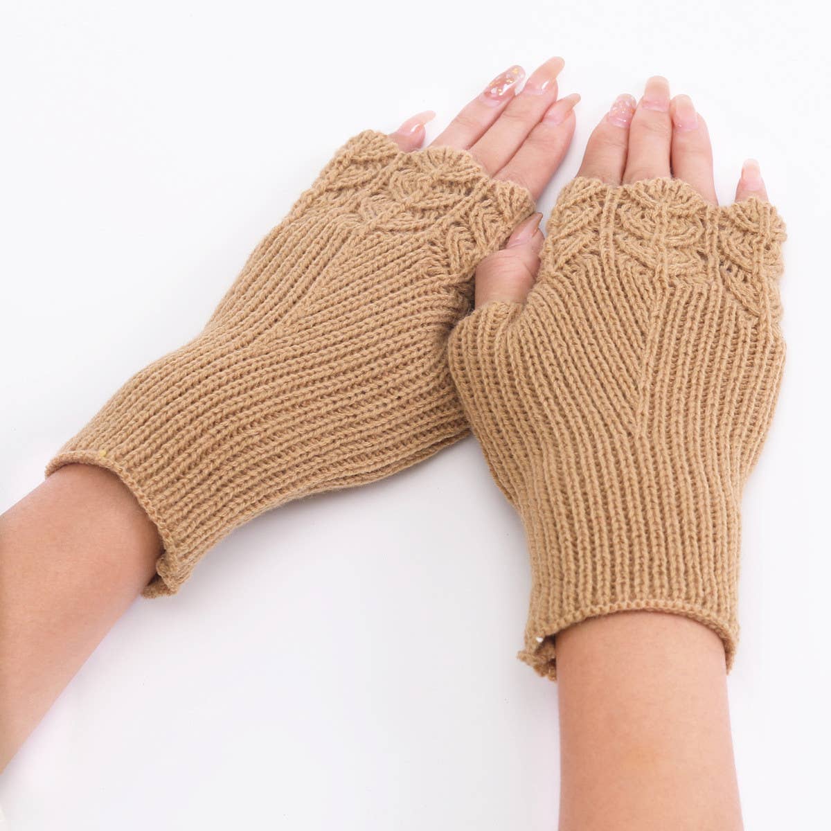 SOLID COLOR KNITTED WARM FINGERLESS GLOVES_CWAG0097