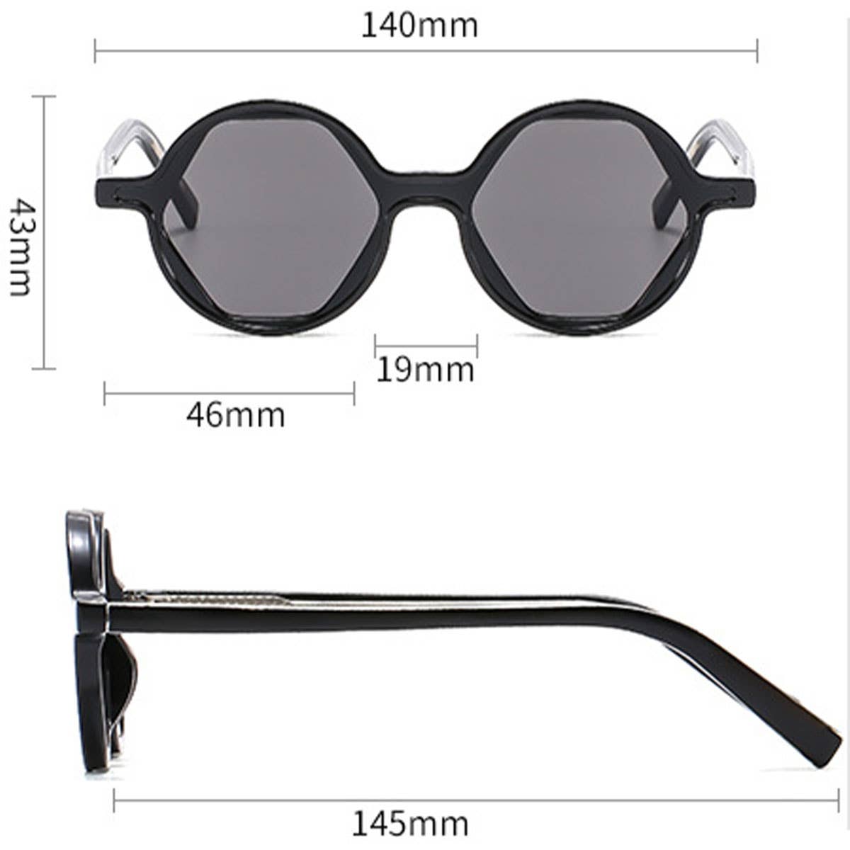 Floral Arm Hexagon Round Sunglasses Cute Look