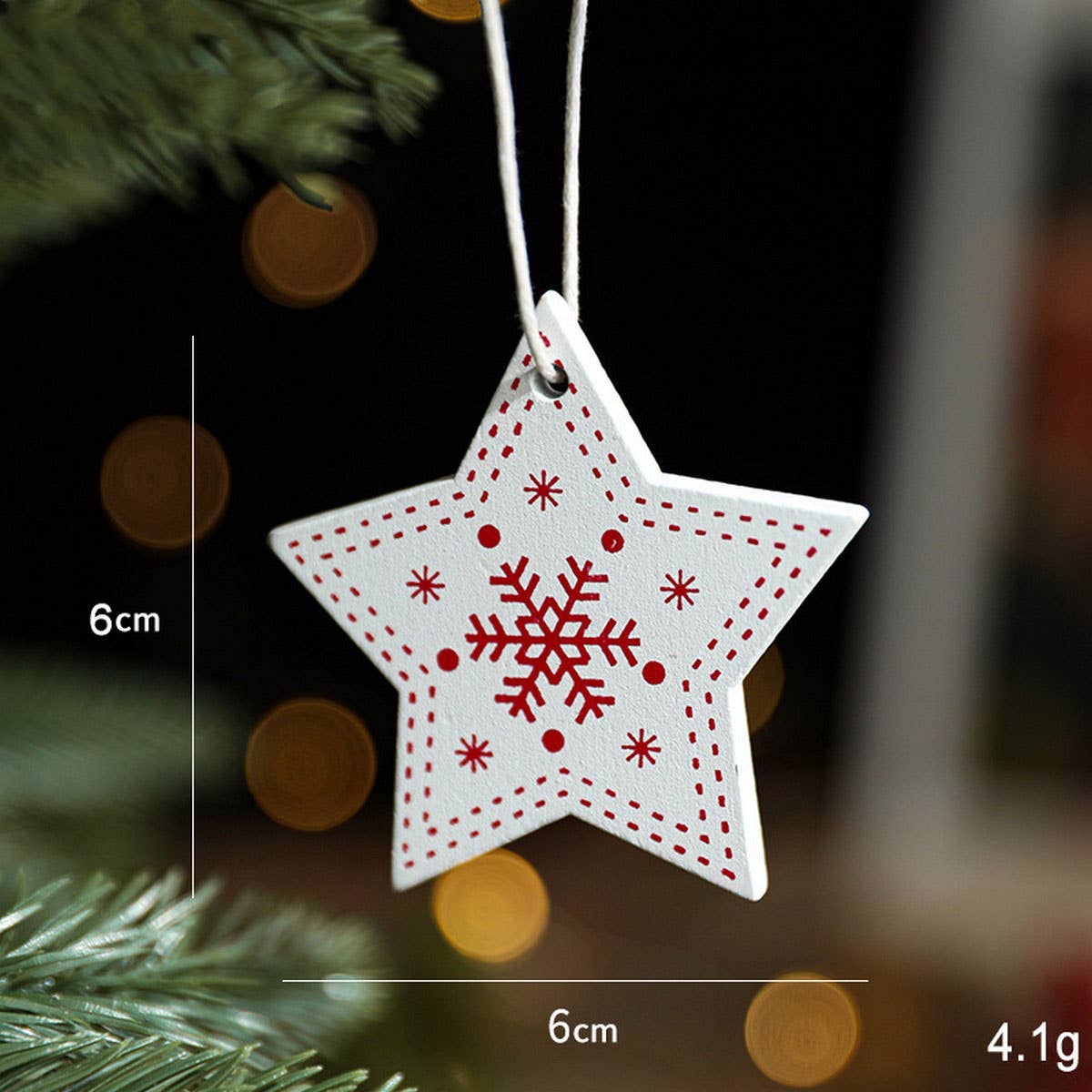 Colorful Wooden Santa Snowflake Tree Ornament