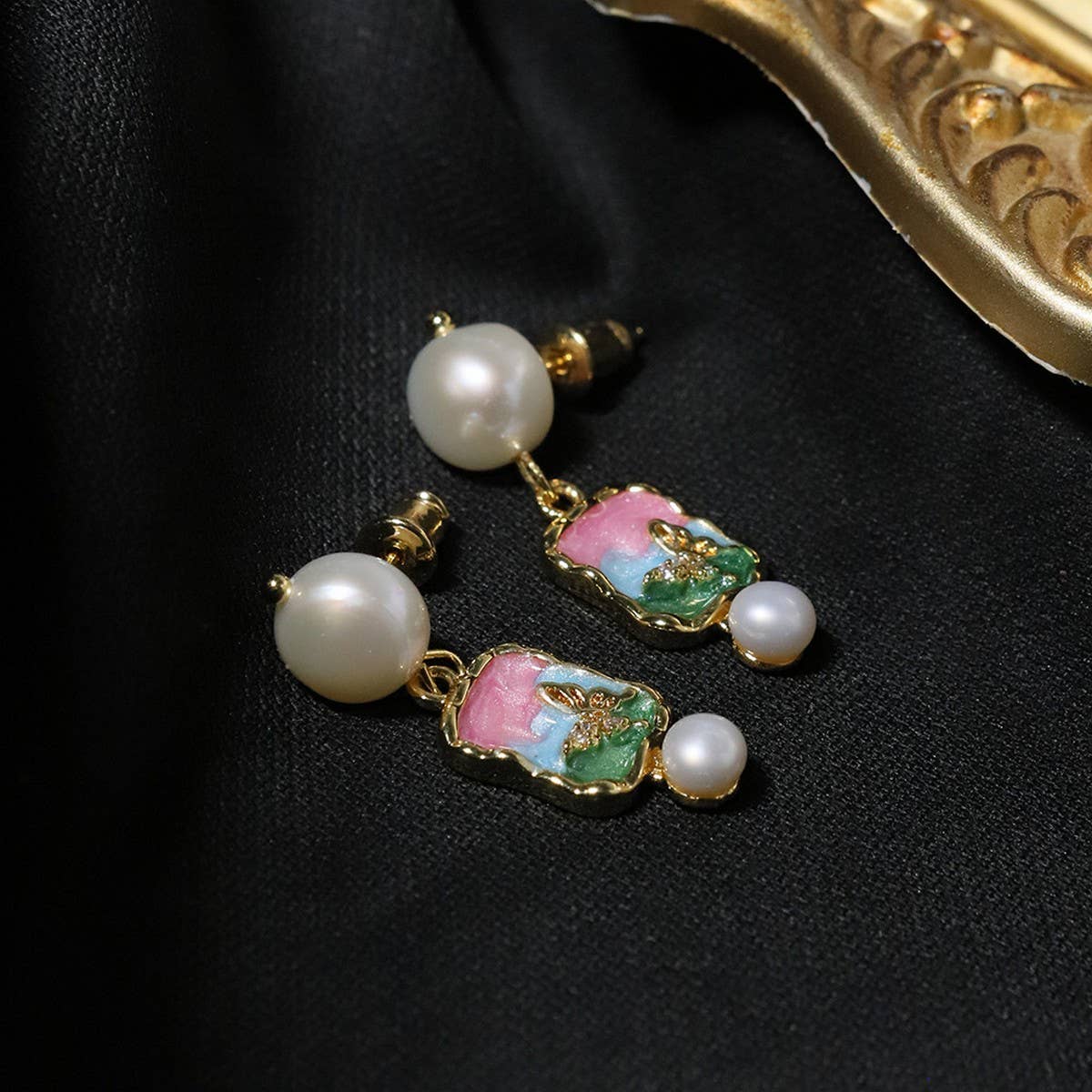 NEW NATURAL PEARL VINTAGE EARRINGS FOR WOMEN