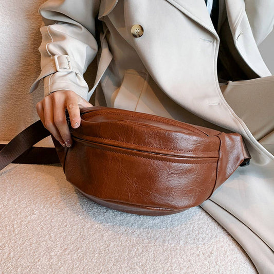 SIMPLE SOLID COLOR CROSSBODY BAG WAIST BAG_CWAB2072