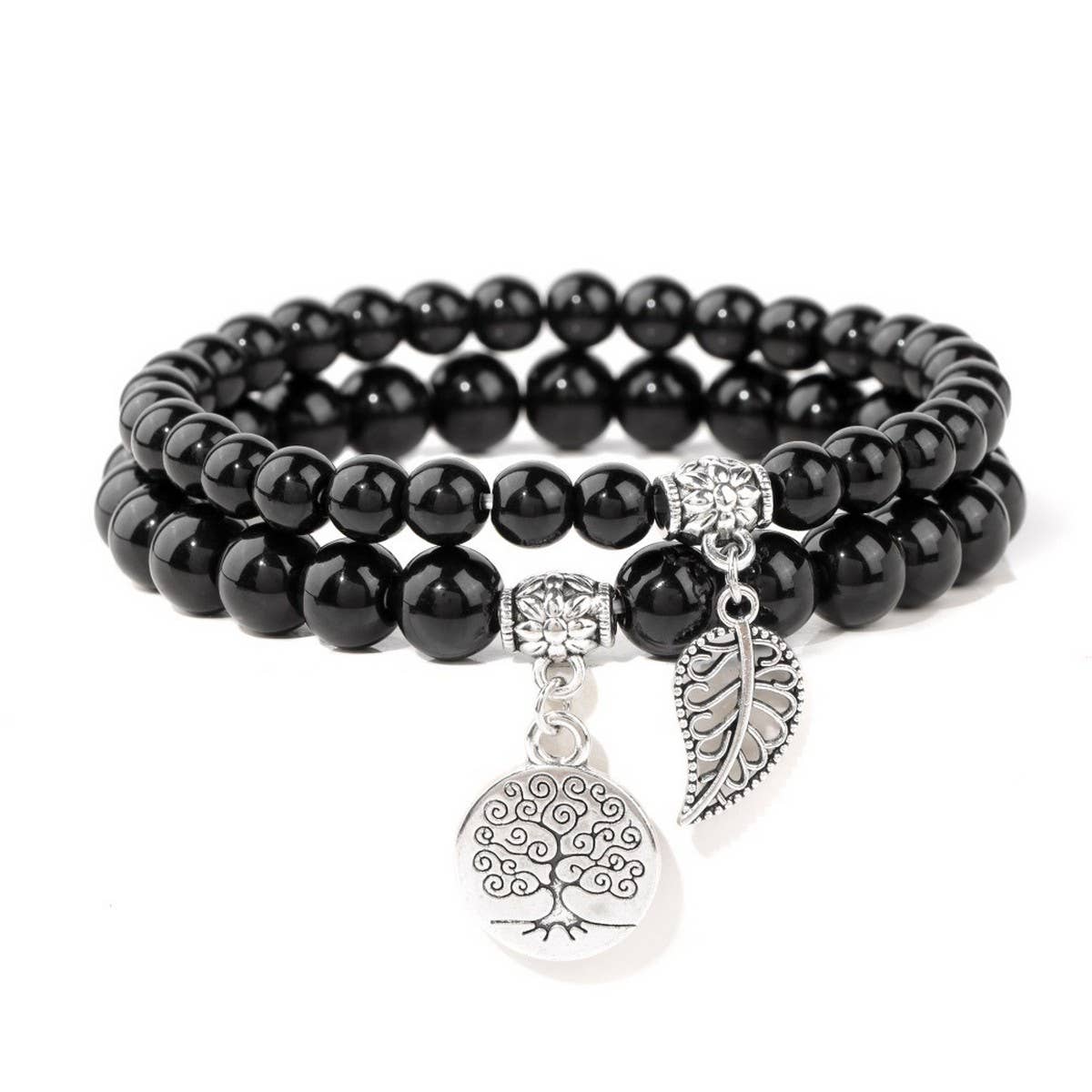 CWAJE4232_NATURAL STONE BEADS TREE OF LIFE PENDANT BRACELET