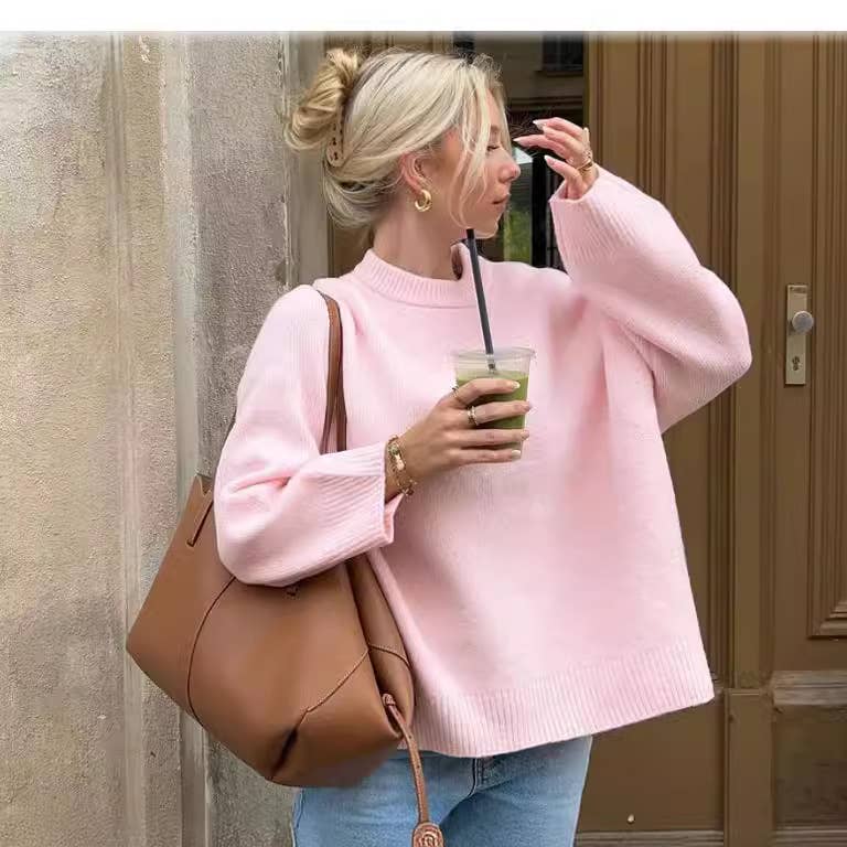 Sweet round-neck casual pullover sweater