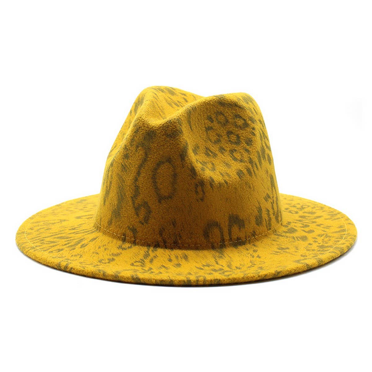 WOOL HAT LEOPARD PRINT HAT WHITE FLAT BRIM JAZZ HAT_CWAH2541