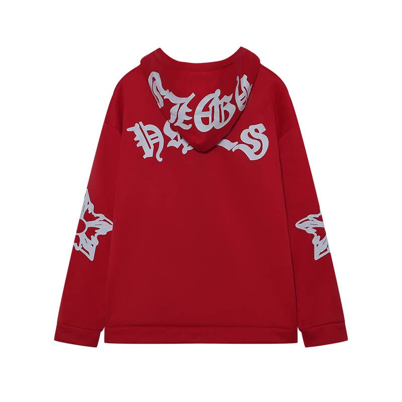 STREET HOODED FOAM PRINT ZIPPER HOODIE