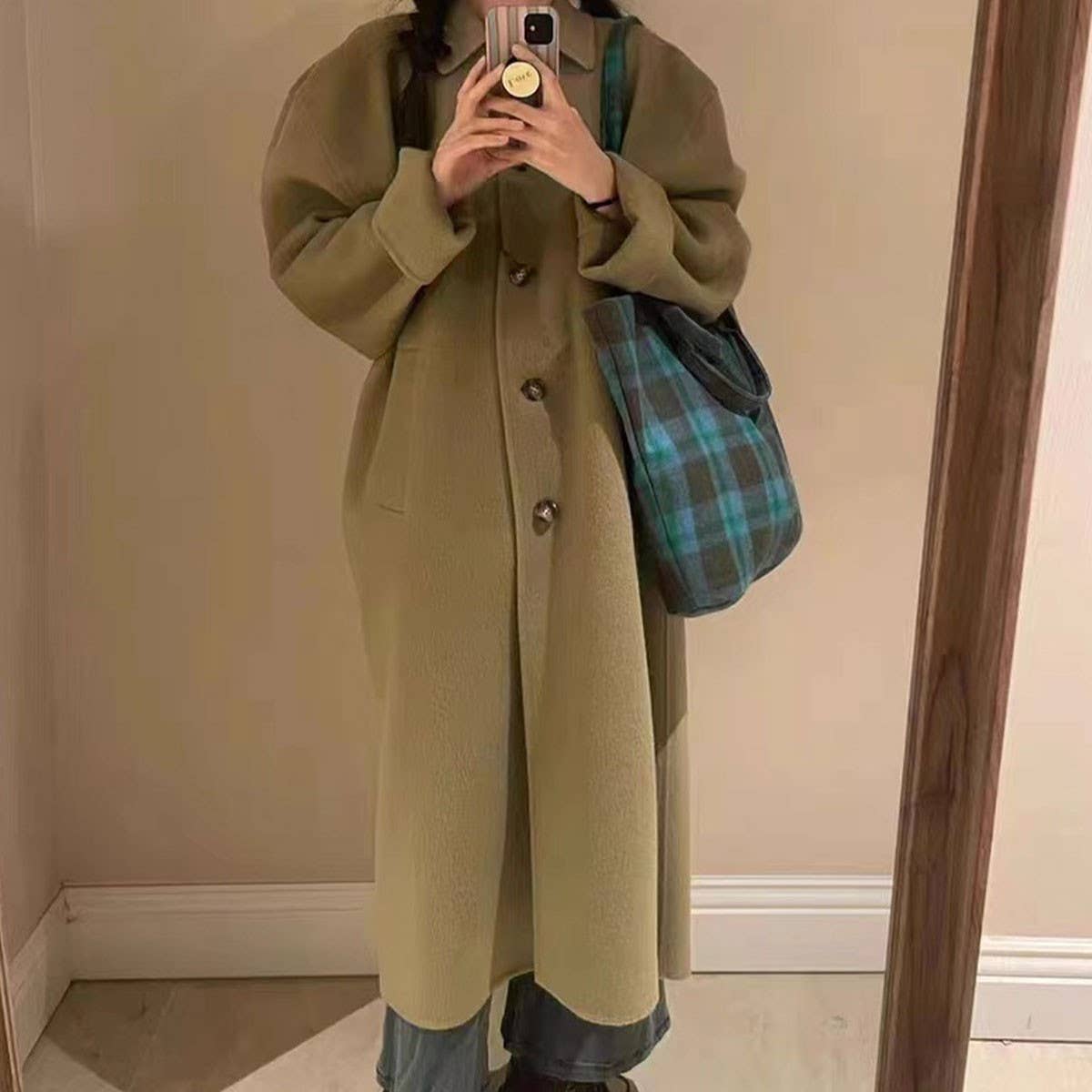 FASHIONABLE ALL-MATCH WOOL PLAID SHOULDER HANDBAG_CWAB4099