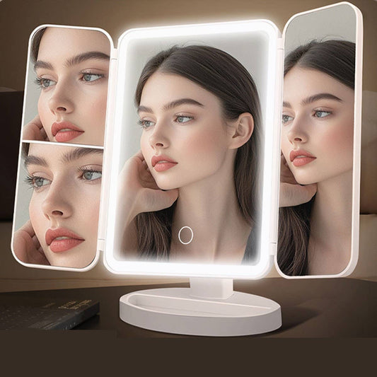 SHELL FLIP TRI-FOLD MIRROR FILLLIGHT DRESSINGMIRROR