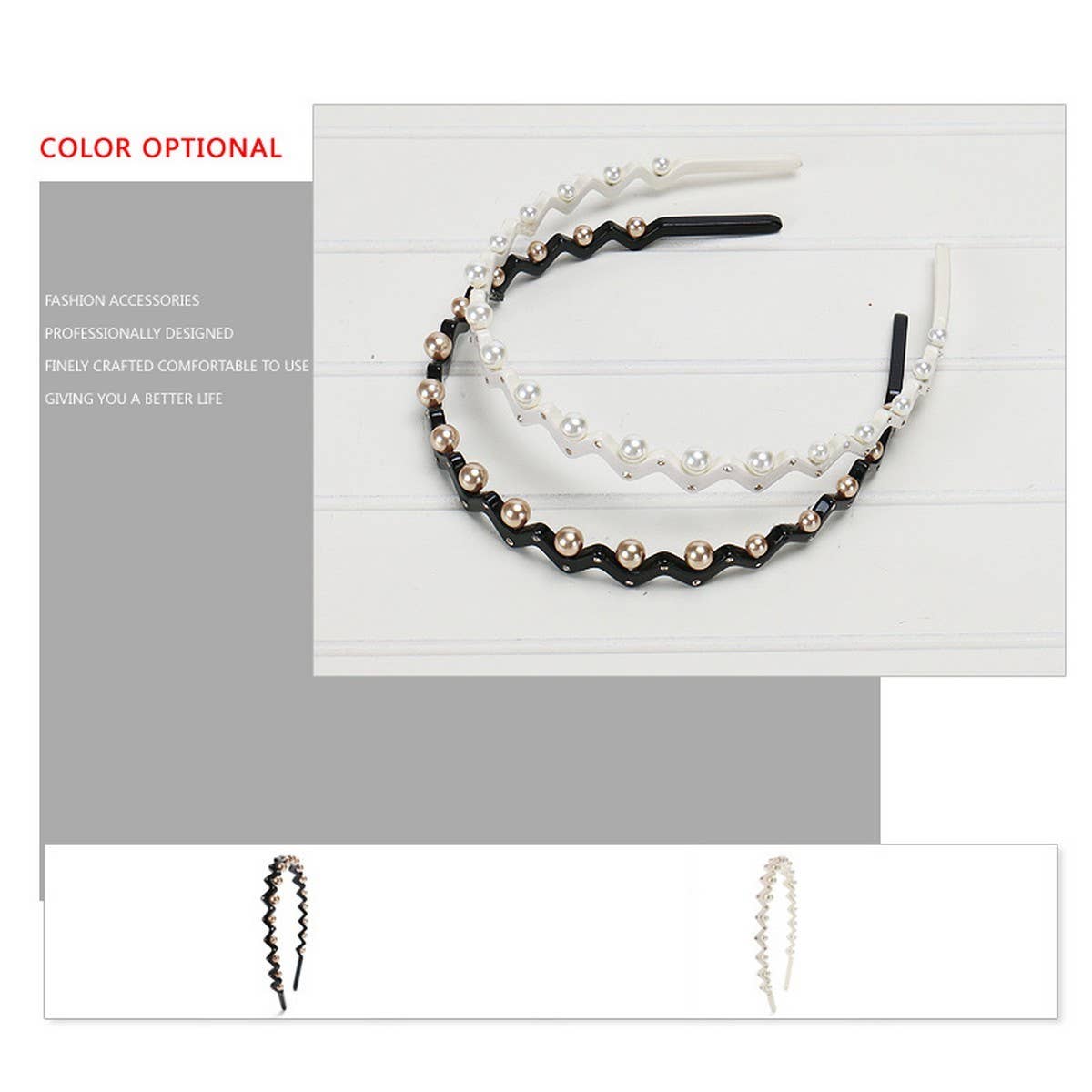 ACETATE WAVE PEARL HEADBAND HAIRPIN_CWAHA4366