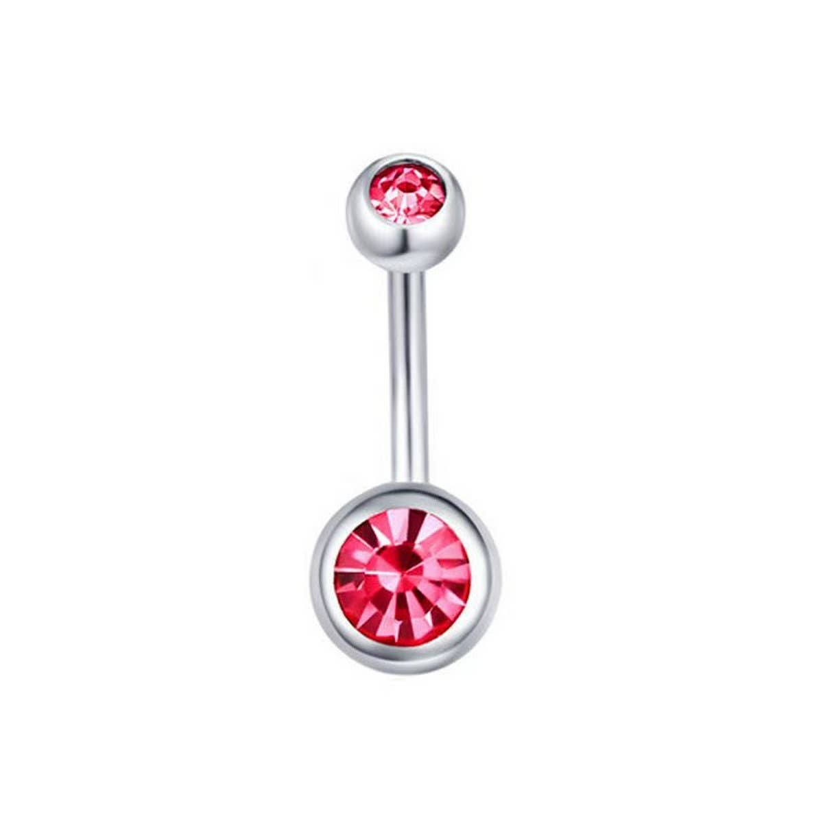 Double Gem Belly Button Ring ? Stainless Steel