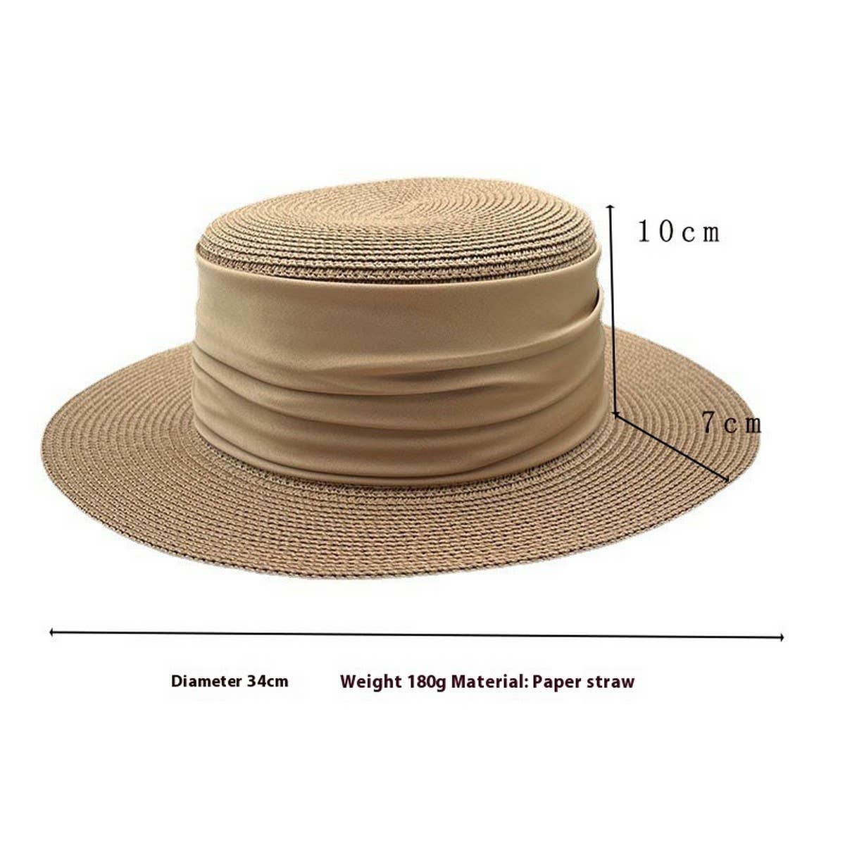 Summer Flat Top Premium Satin Straw Hat_CWAH3416