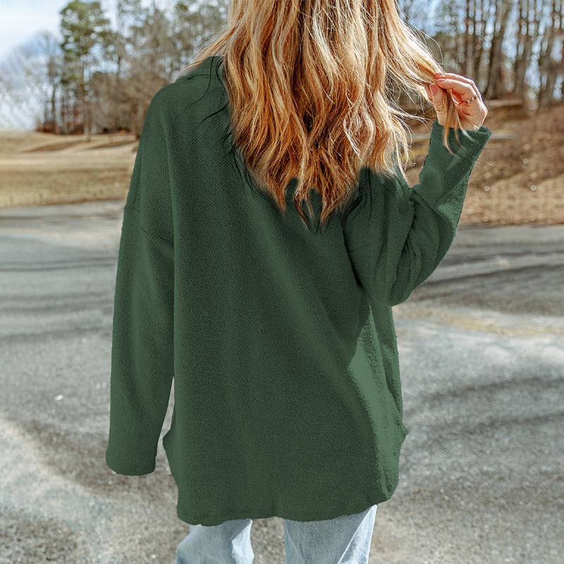 SINGLE-BREASTED CARDIGAN WITH SOLID COLOR LAPEL