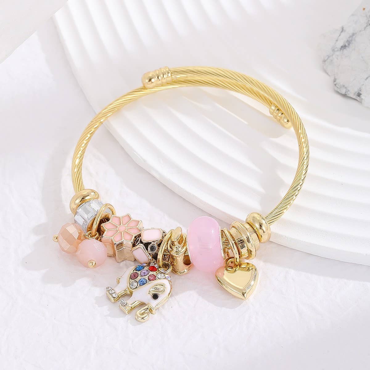 DIY Rhinestone Charm BFF Bracelet in Steel