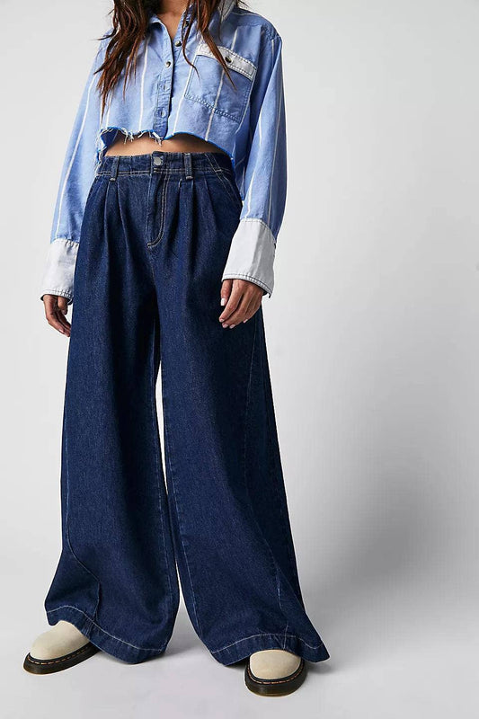 Street-style American wide-leg casual jeans