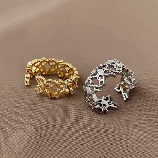 OPEN ADJUSTABLE BUTTERFLY HOLLOW RING FOR WOMEN_CWAJE3102