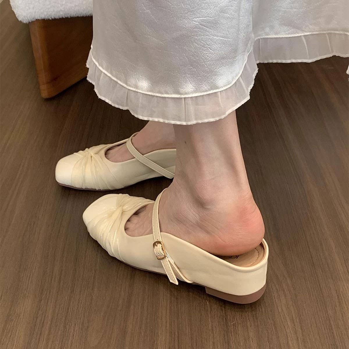 Pink Wedge Mary Jane Mules for Women_CWSHF0081