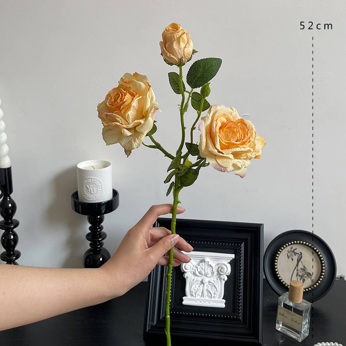 Vintage Dried-Look 3-Head Artificial Roses