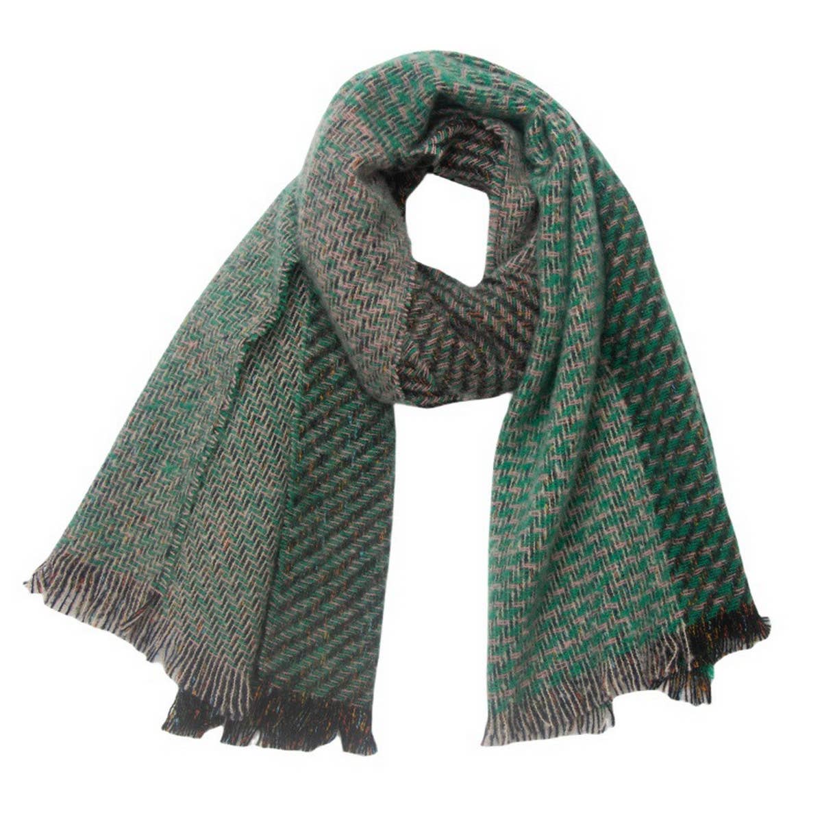 Fringe Patchwork Scarf ? Unisex Winter Shawl Wrap