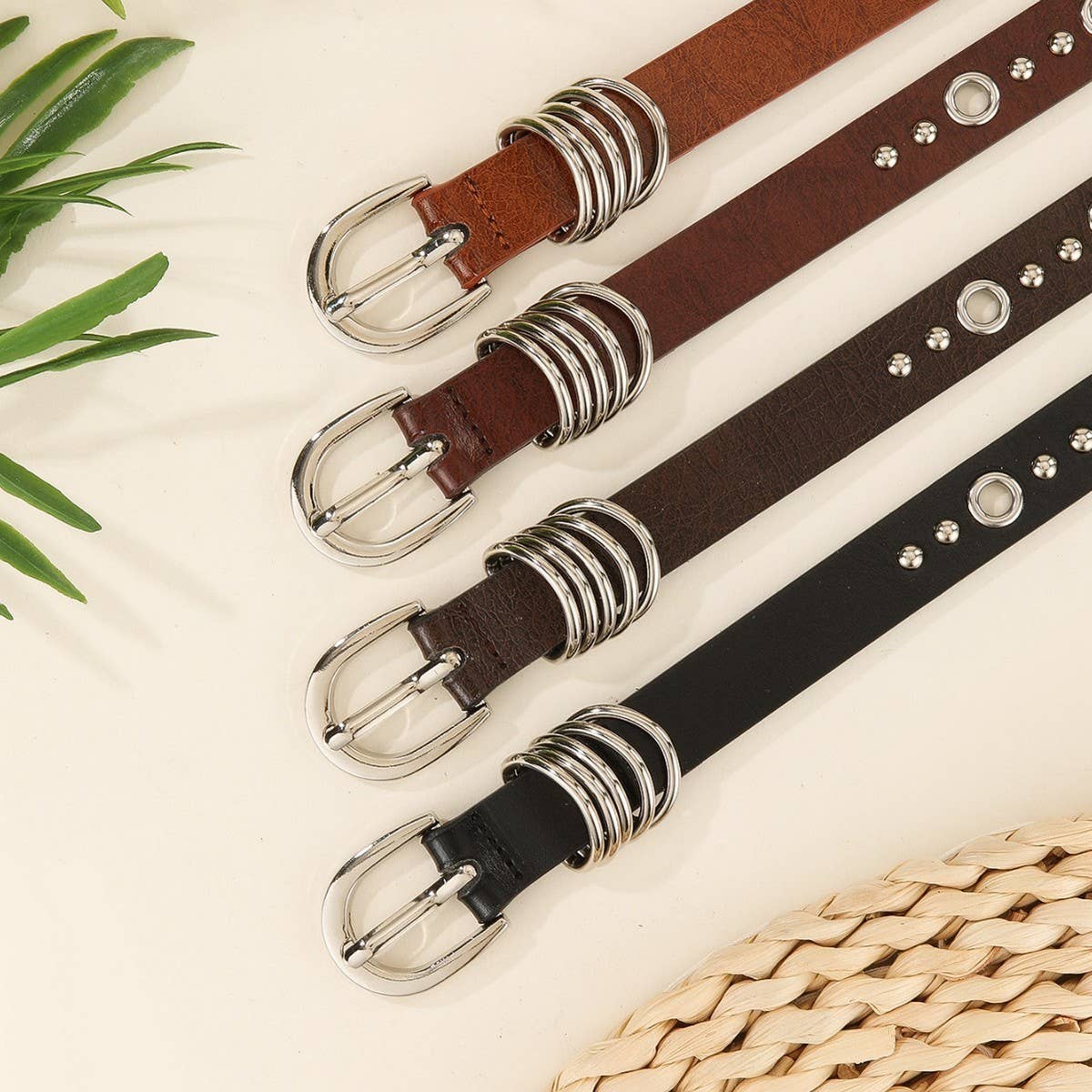 Silver Grommet Punk Belt for Skirts Jeans Outfits_CWABE1231