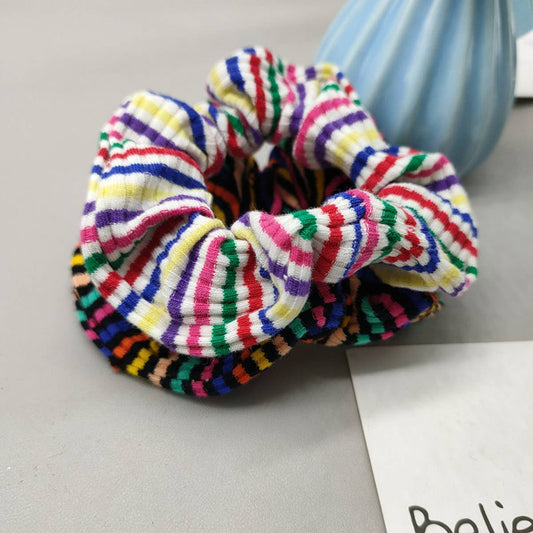 WINTER RAINBOW WHITE PLUSH HAIR TIE