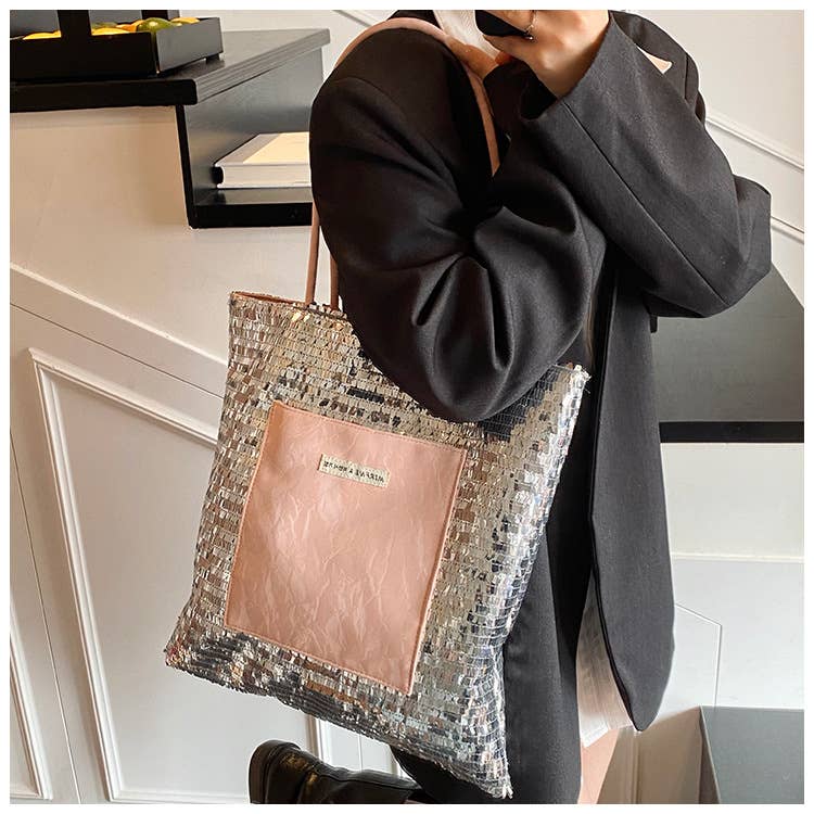 Sequined versatile single-shoulder bag