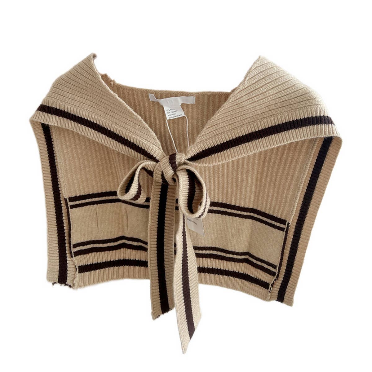 Knit Knot Shawl ? Striped Collar Wrap for Women