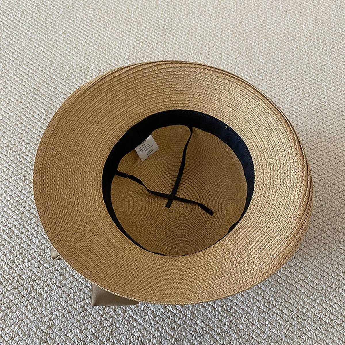 Summer new style ribbon turn-up bow straw hat_CWAH3481