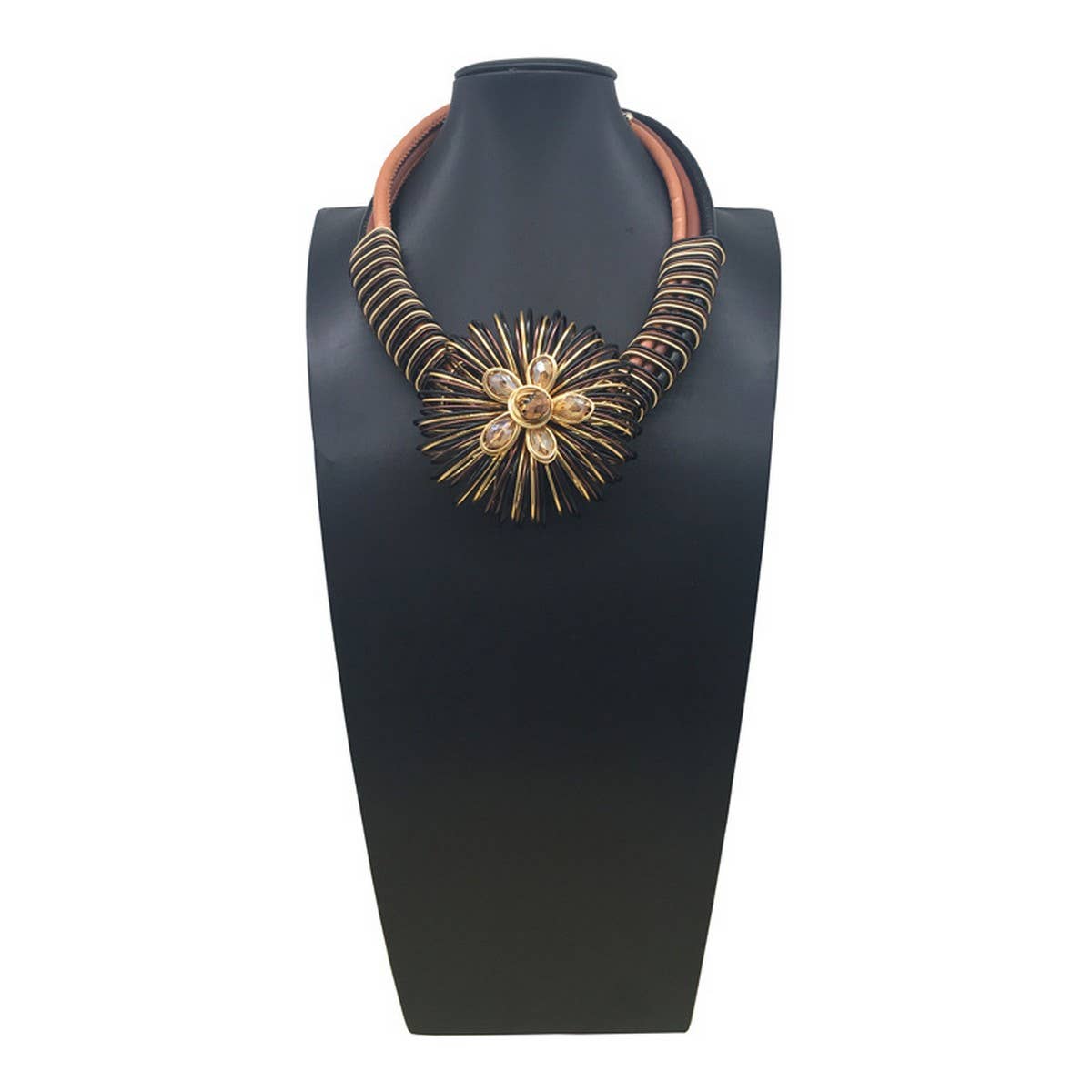 HANDMADE ALUMINUM WIRE FLOWER NECKLACE EARRING SET