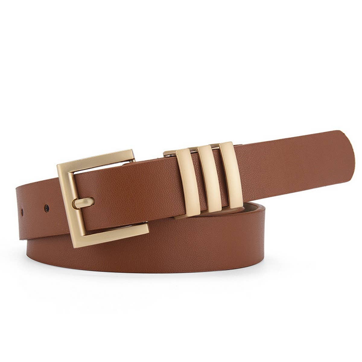 MATTE KOREAN-STYLE METAL SQUARE BUCKLE BELT