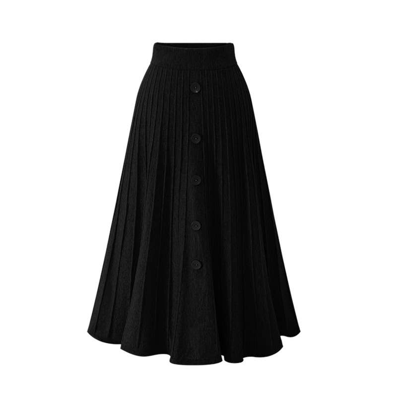 SINGLE BREASTED HIGH WAIST KNITTED SKIRT