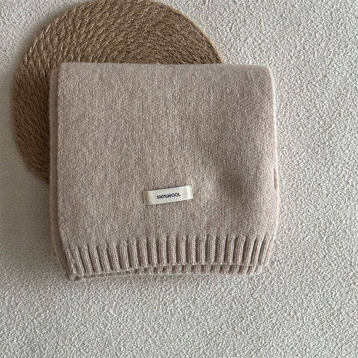 Basic 100% Wool Solid Knit Scarf Soft Warm Unisex_CWASC2288