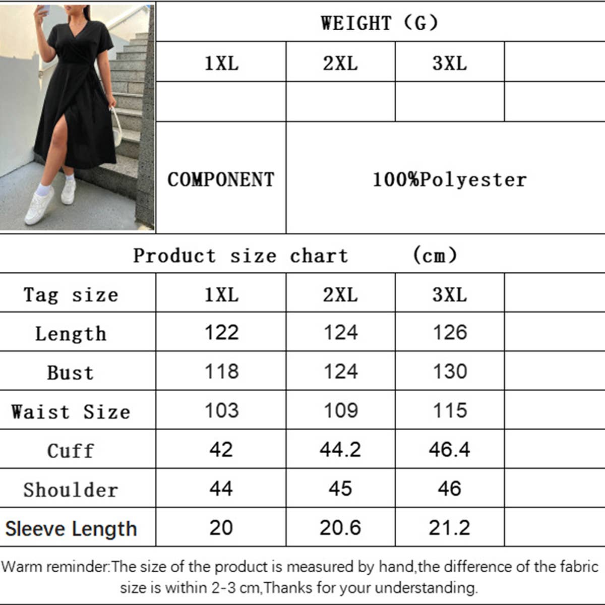 Women's V Neck Split Midi Dress ? Solid Color