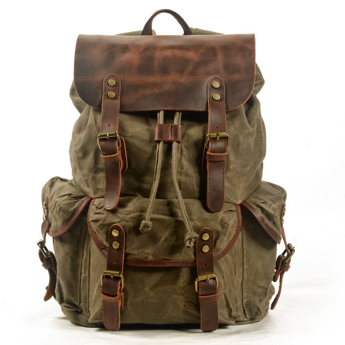 Vintage Waxed Canvas Drawstring Backpack_CWAB5519