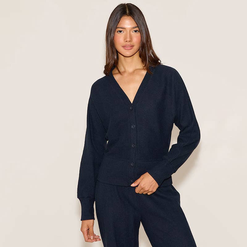 V-neck fitted cardigan lace-up wide-leg pant set