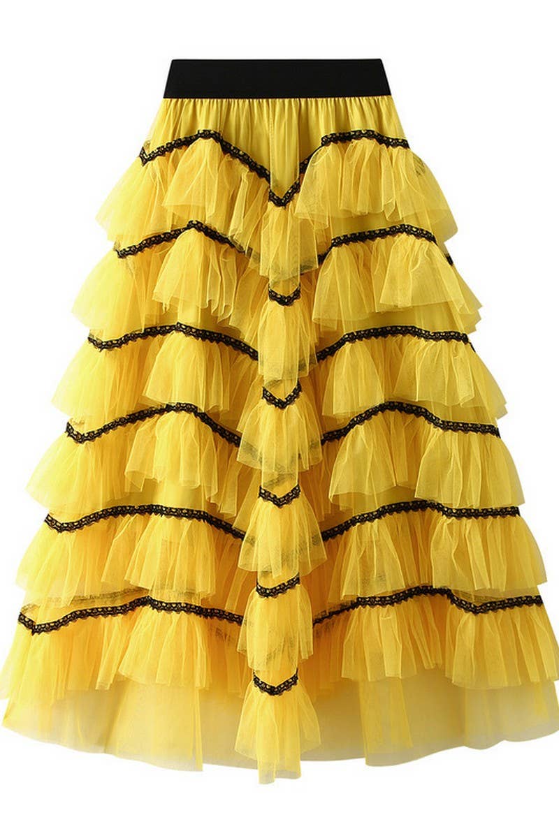 CWBLS0523_LAYERED TULLE CAKE SKIRT WITH FLOWY A-LINE SHAPE